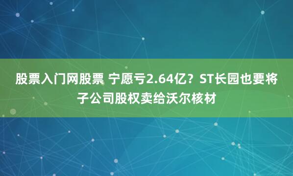 股票入门网股票 宁愿亏2.64亿？ST长园也要将子公司股权卖给沃尔核材