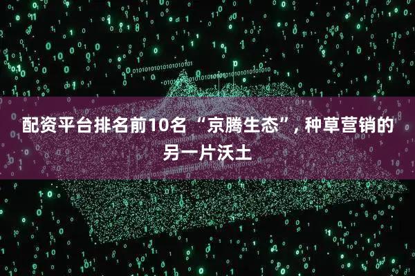 配资平台排名前10名 “京腾生态”, 种草营销的另一片沃土